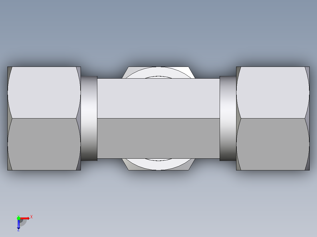 卡套式工业通用硬管接头EO_Union_tee_T12L71俯视图