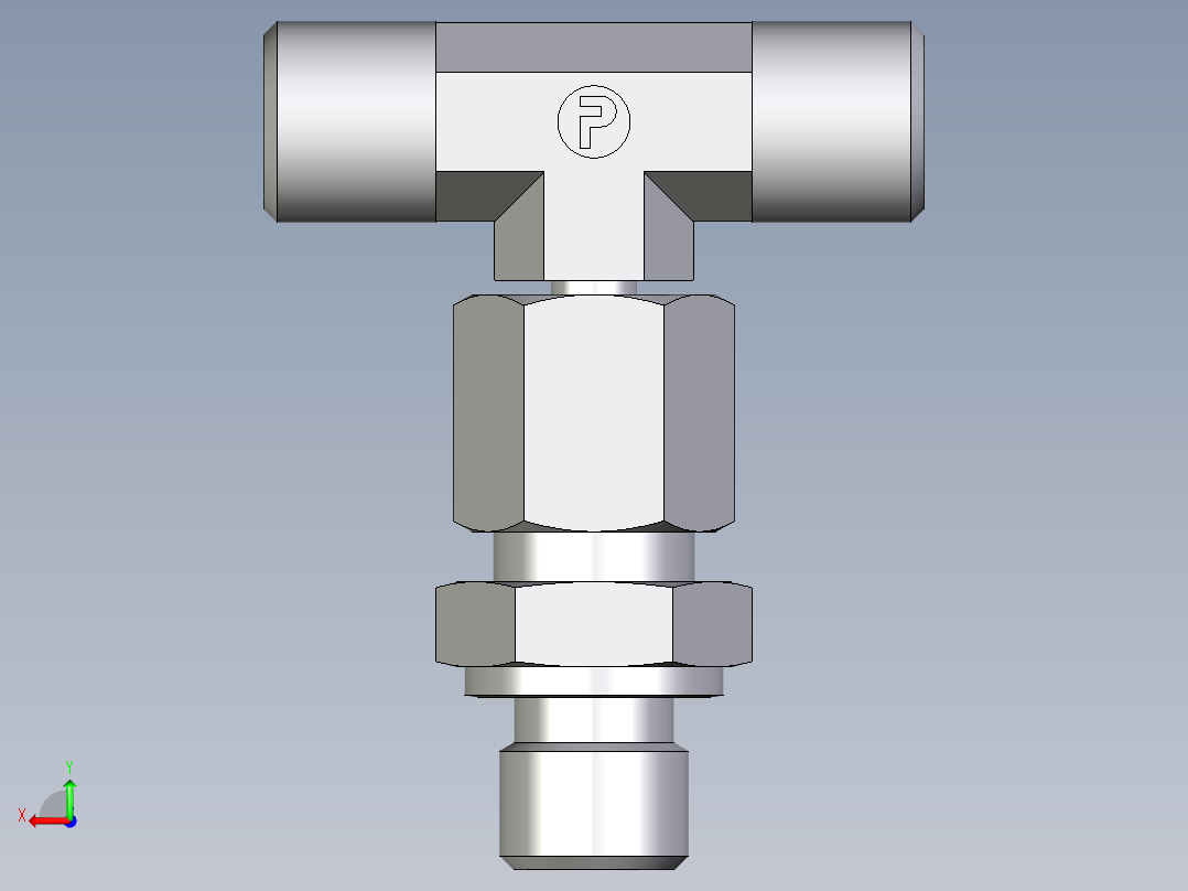 卡套式工业通用硬管接头EO_Assembled_adjustable_standpipe_branch_tee_EVT06SROMD71后视图