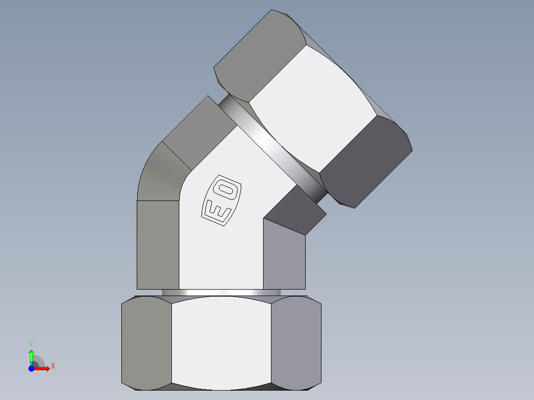 卡套式工业通用硬管接头EO_Swivel_nut_45_deg_elbow_EV18LCF前视图