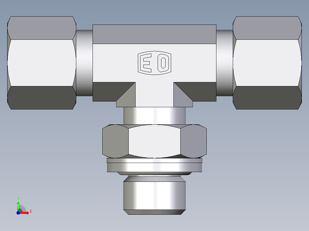 卡套式工业通用硬管接头EO_Adjustable_locknut_branch_tee_TEE08ZLRCF前视图