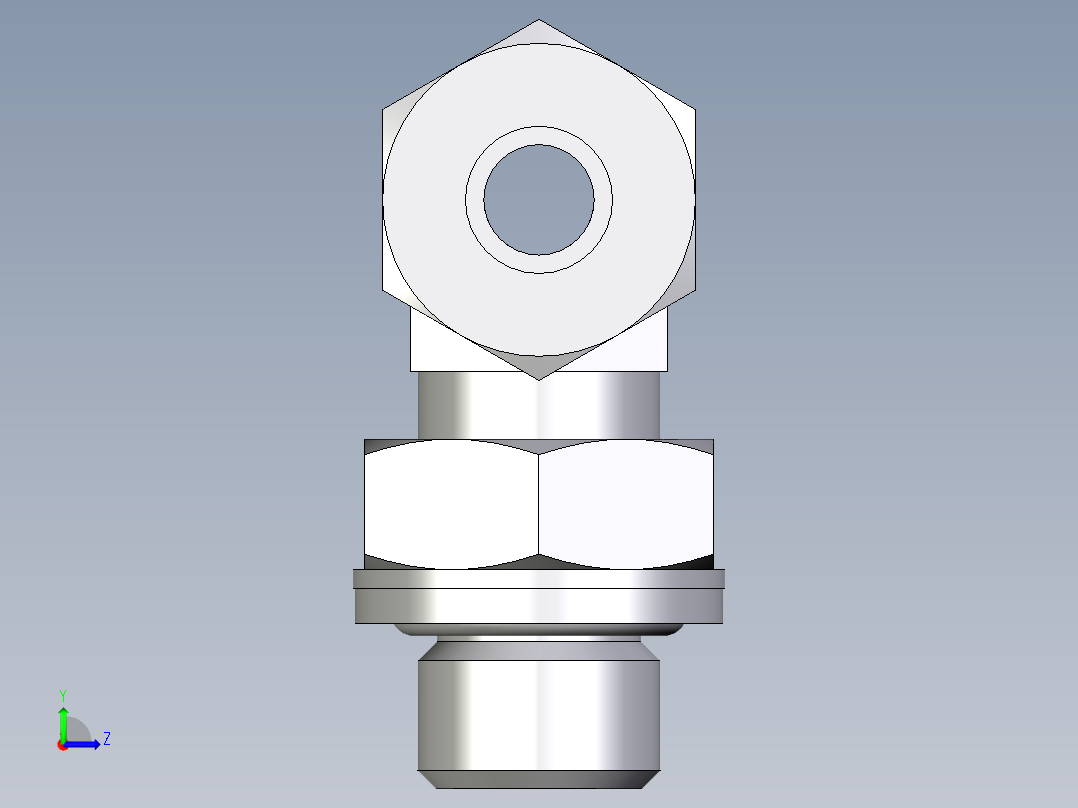 卡套式工业通用硬管接头EO_Adjustable_locknut_branch_tee_TEE08ZLRCF左视图