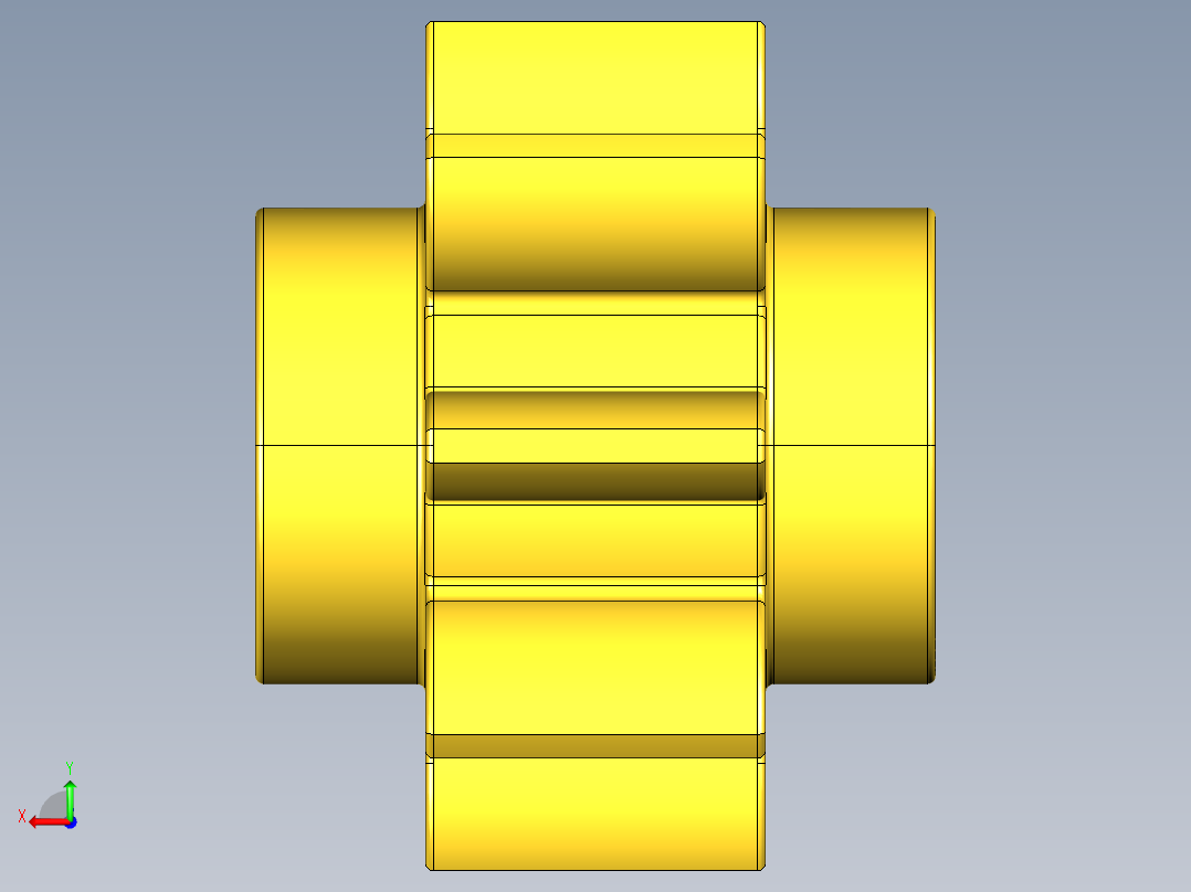 3647 Yellow Technic Gear 8 Tooth.STEP后视图