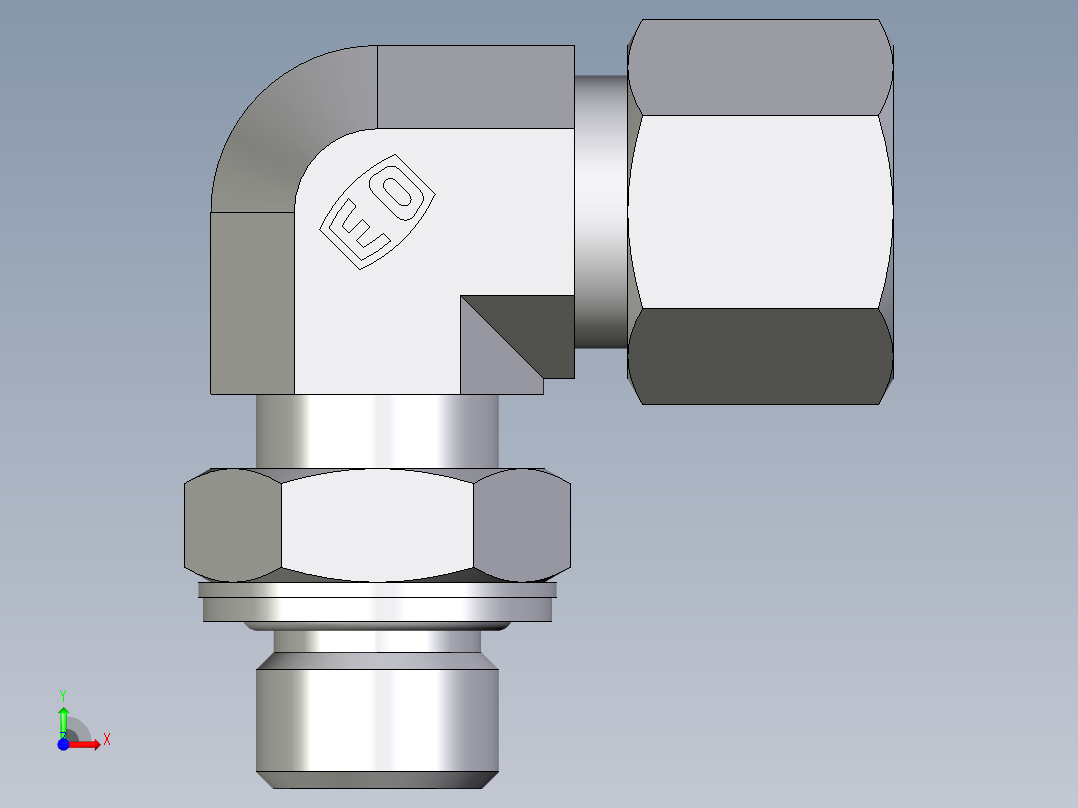 卡套式工业通用硬管接头EO_Adjustable_Locknut_elbow_WEE10SMCF前视图