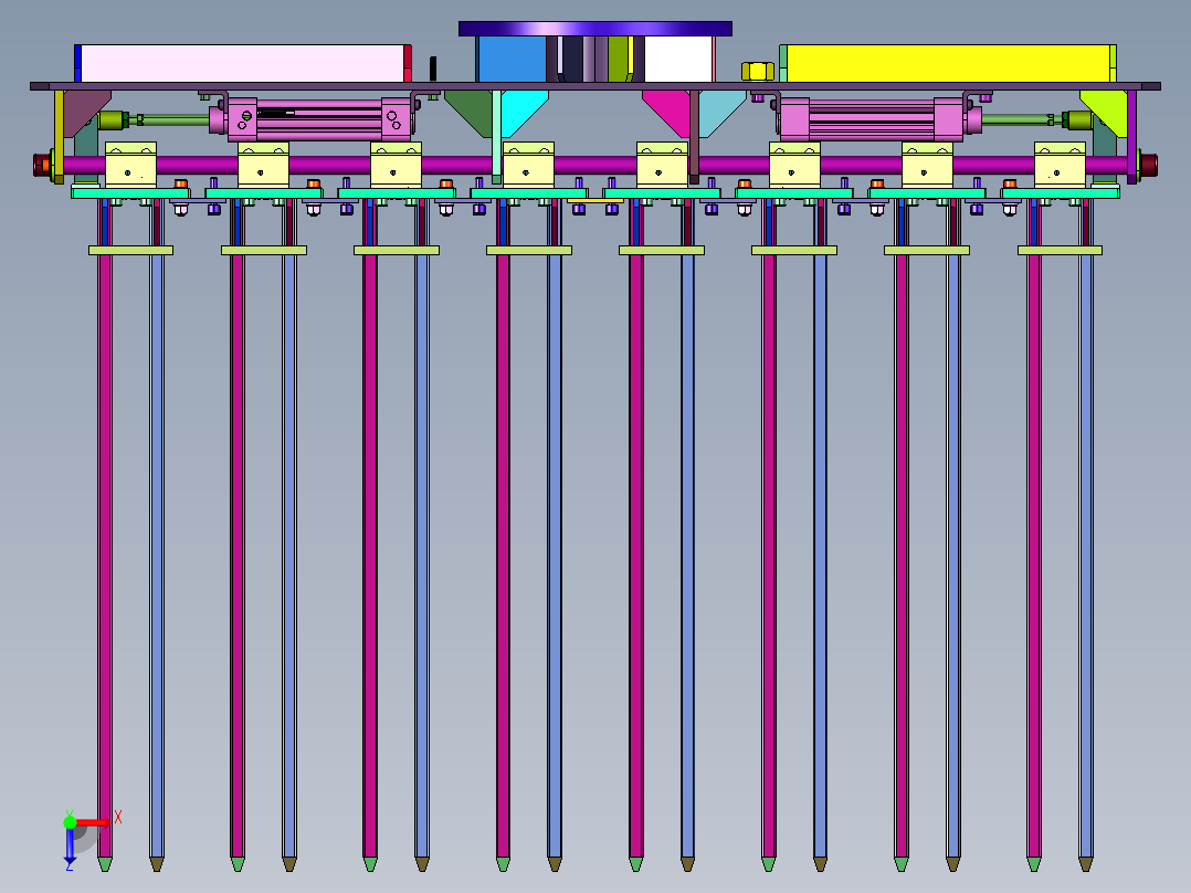 自动抓取砖块的机械手俯视图