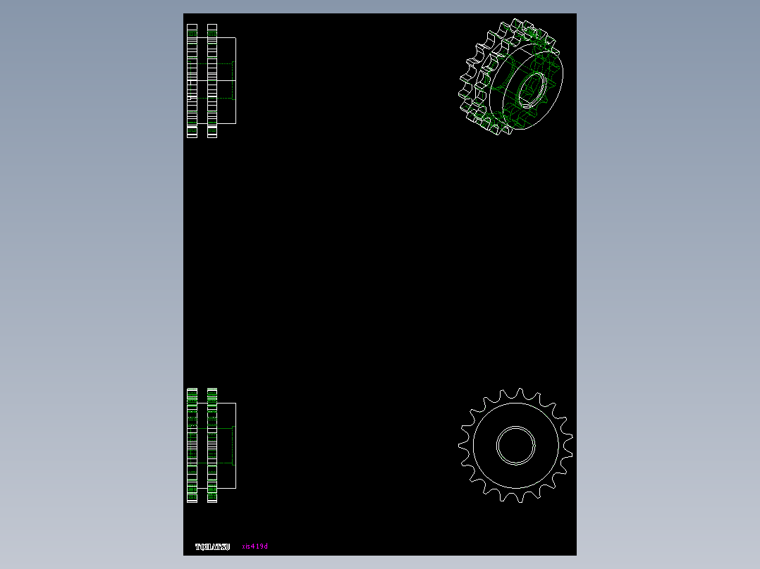 鏈輪惰輪XIS-D-2D多系列多零件图纸模型