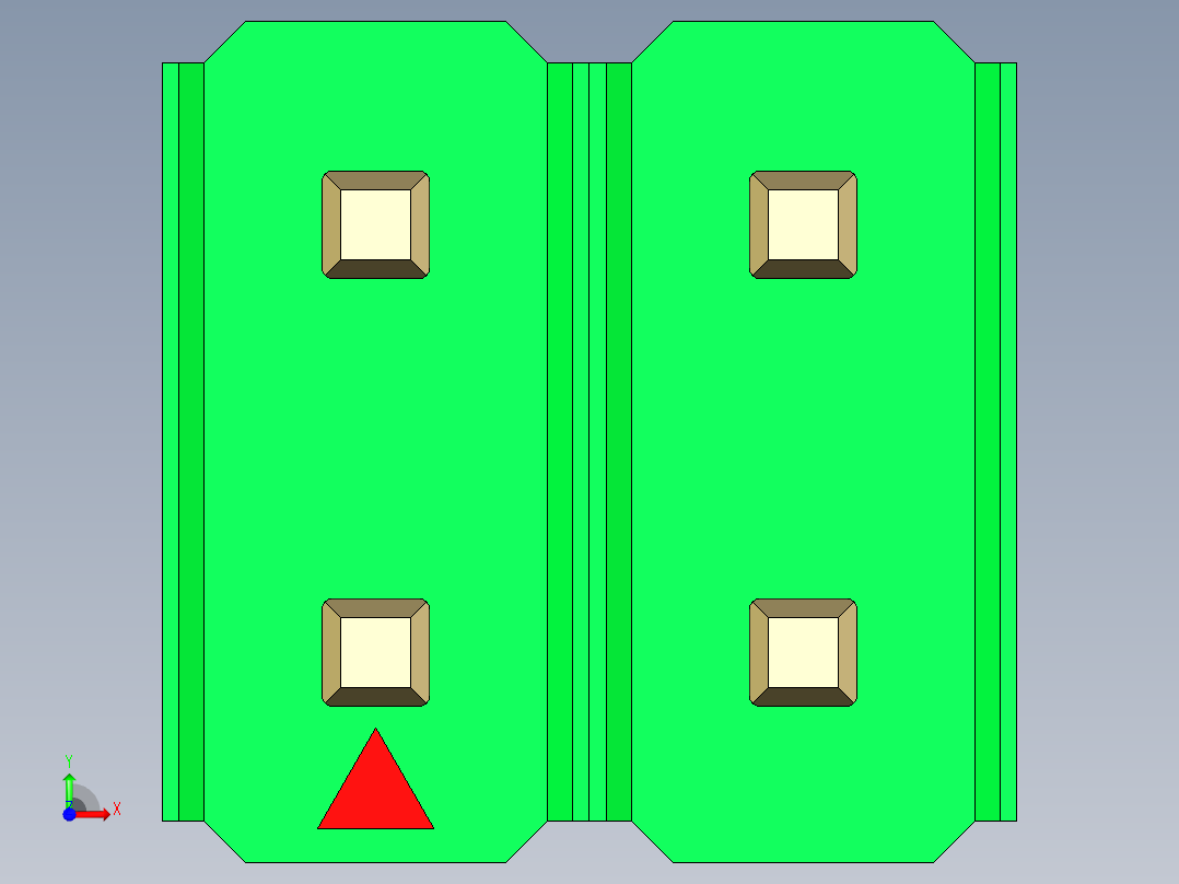 彩色公头100mil（2.54mm）系列-DS1021_green_2x02p_100mil_Type19_rev1.0前视图