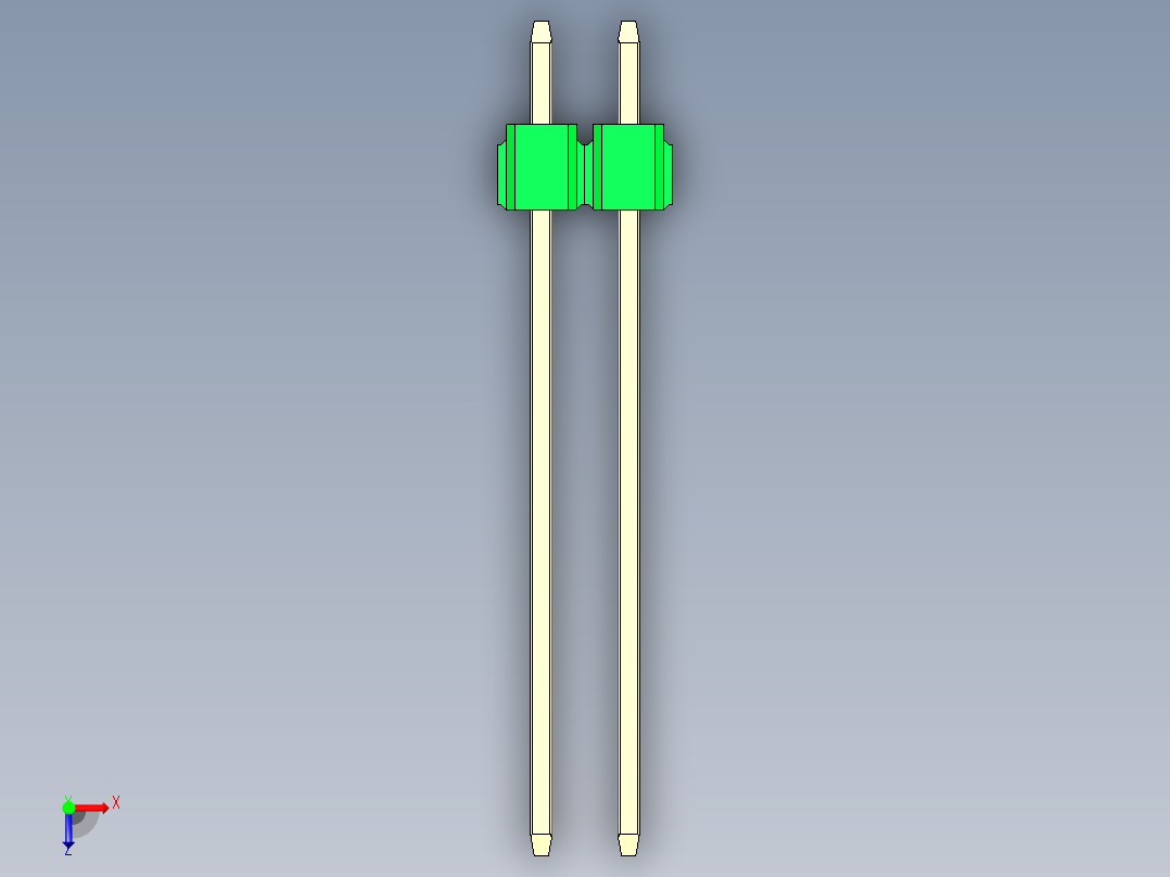 彩色公头100mil（2.54mm）系列-DS1021_green_2x02p_100mil_Type19_rev1.0俯视图
