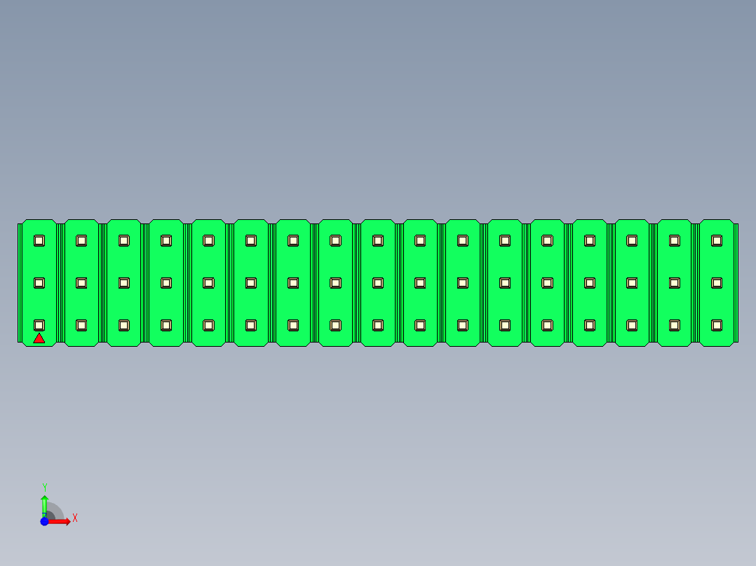 彩色公头100mil（2.54mm）系列-DS1021_green_3x17p_100mil_Type43_rev1.0前视图