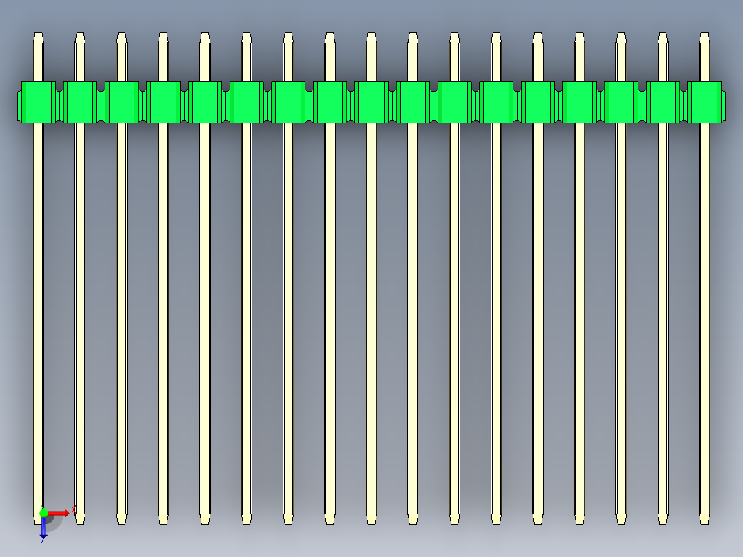 彩色公头100mil（2.54mm）系列-DS1021_green_3x17p_100mil_Type43_rev1.0俯视图