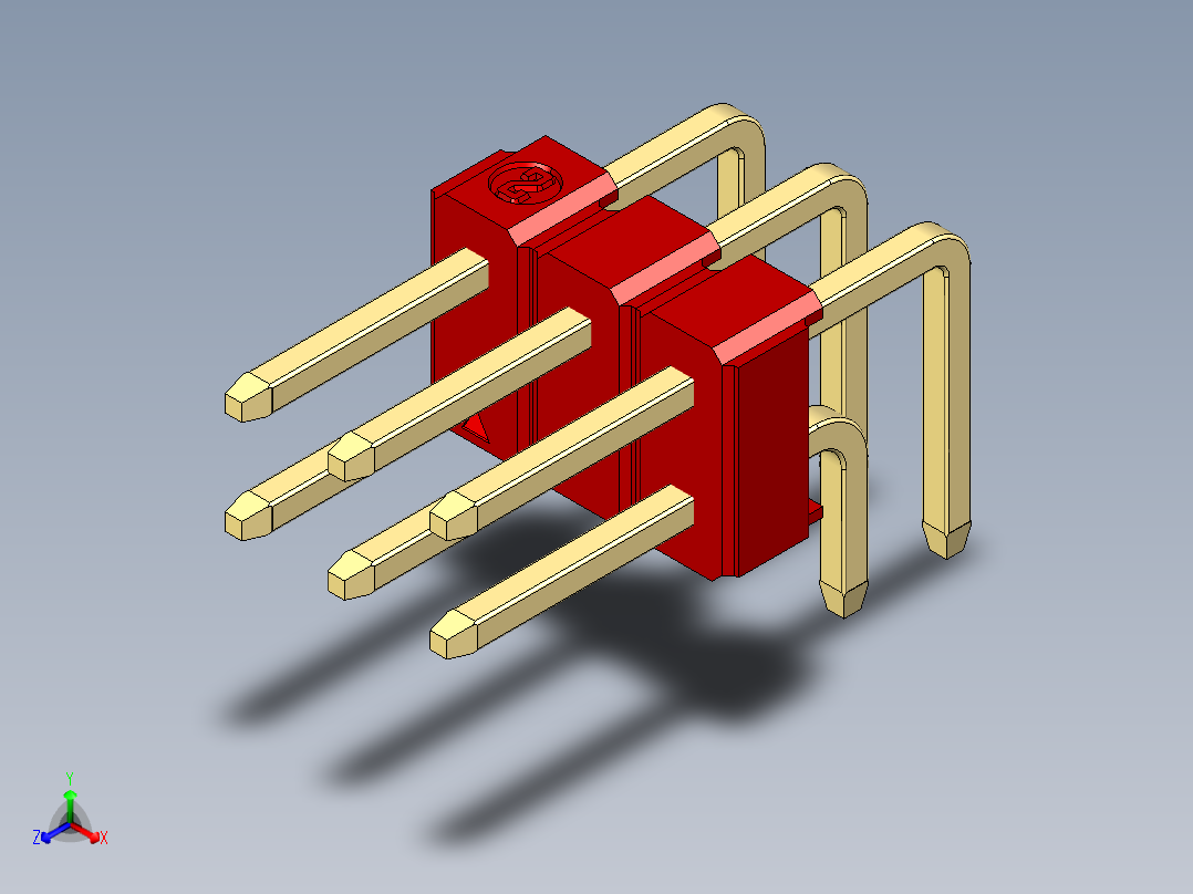 彩色公排针 100mil 2.54mm 系列-DS1022_red_2x03p_100mil_TypeD_rev1.0