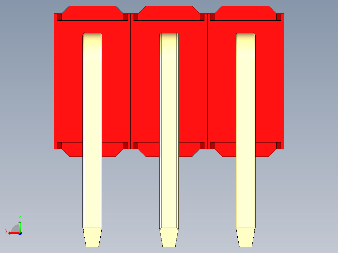 彩色公排针 100mil 2.54mm 系列-DS1022_red_2x03p_100mil_TypeD_rev1.0后视图