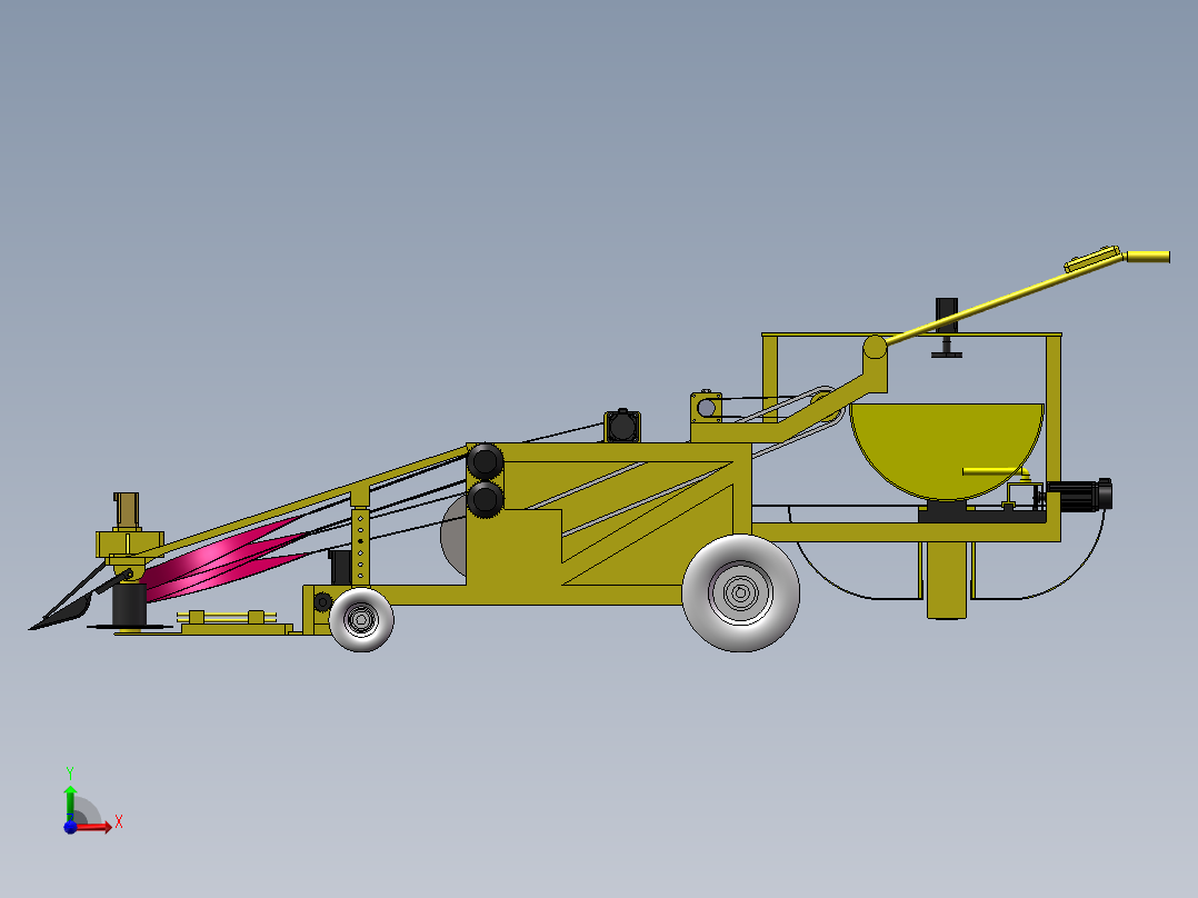 韭菜收割打捆一体机三维SW模型前视图