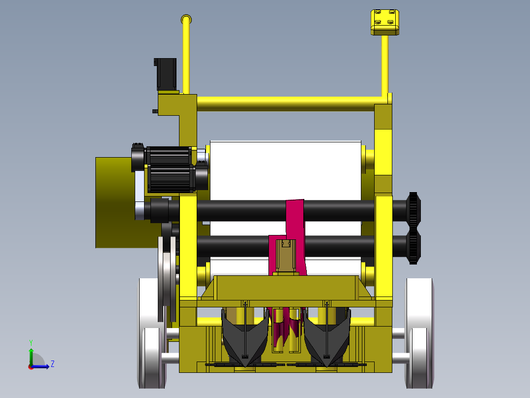 韭菜收割打捆一体机三维SW模型左视图