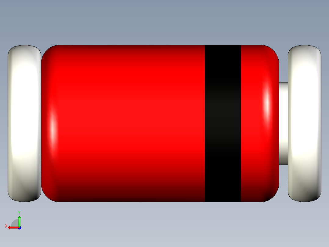 用于二极管或齐纳二极管的MELF或DO-213AB SMD外壳，5.2-D2.6毫米后视图