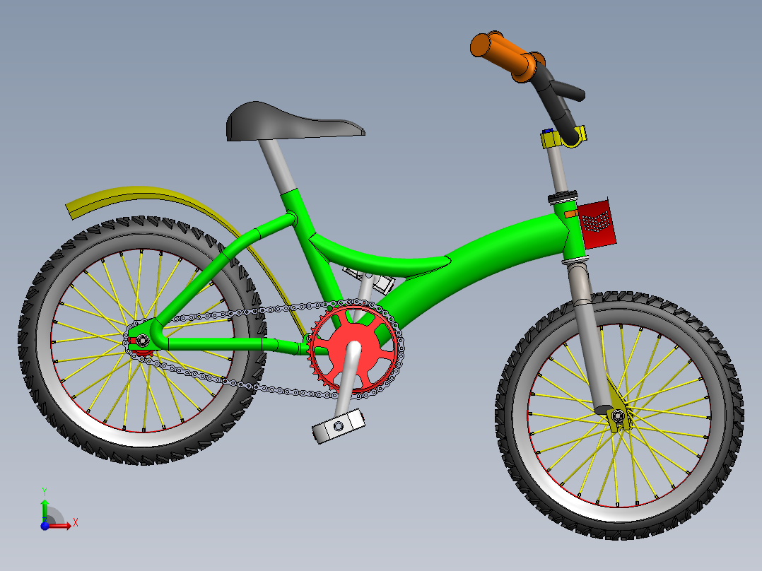 儿童自行车前视图