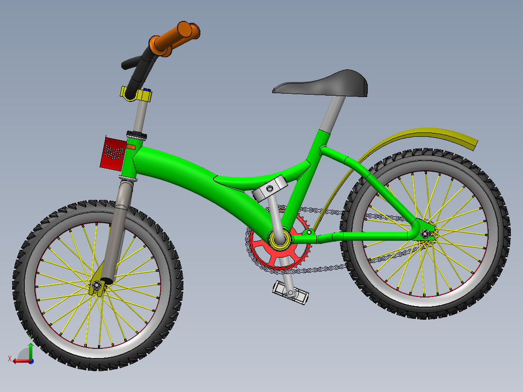 儿童自行车后视图