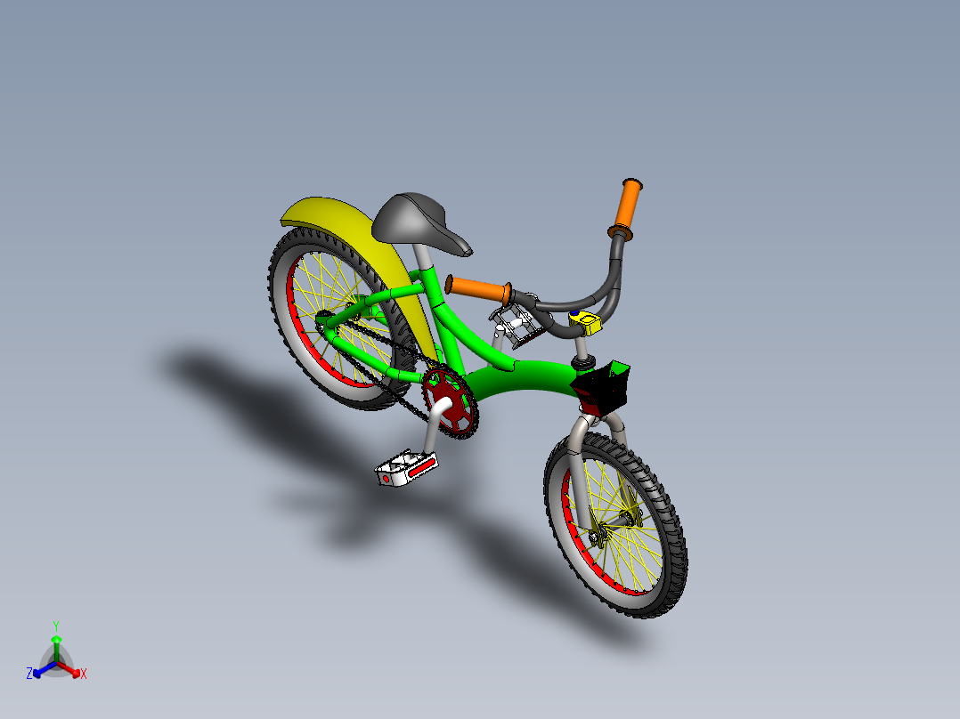 儿童自行车正等轴测图