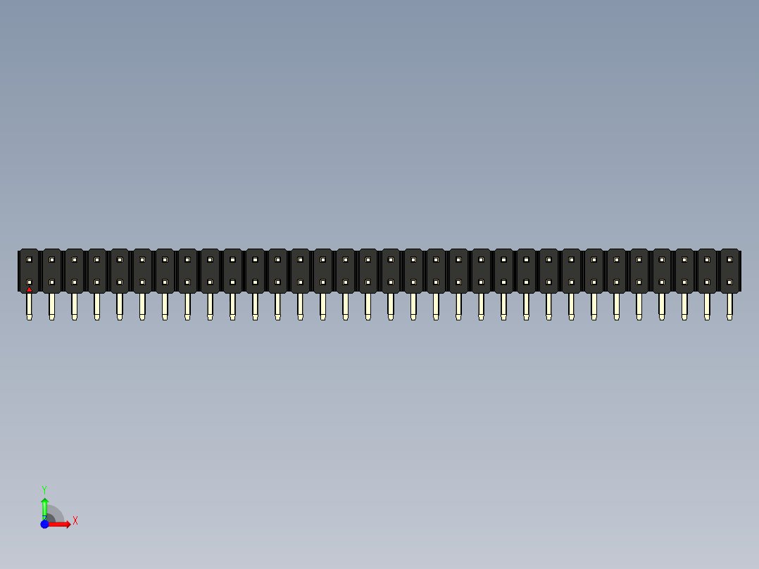 彩色公排针 100mil 2.54mm 系列-DS1022_black_2x32p_100mil_TypeD_rev1.0前视图