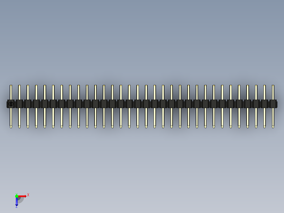 彩色公排针 100mil 2.54mm 系列-DS1022_black_2x32p_100mil_TypeD_rev1.0俯视图