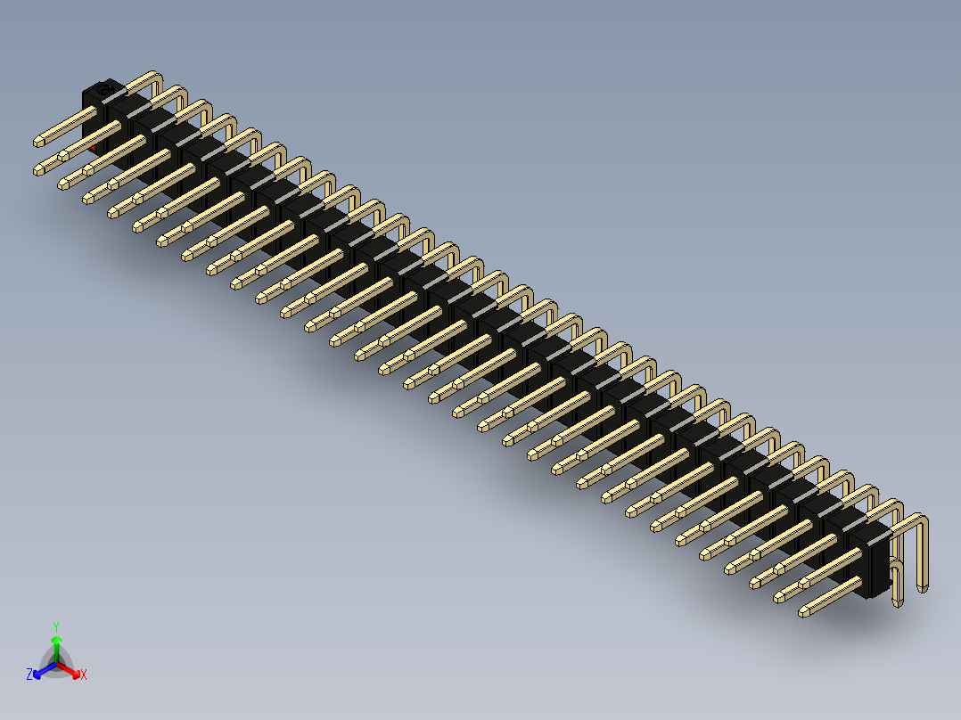 彩色公排针 100mil 2.54mm 系列-DS1022_black_2x32p_100mil_TypeD_rev1.0正等轴测图