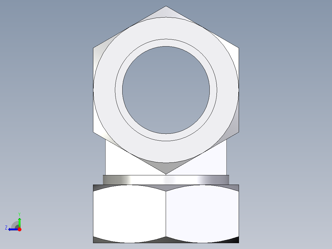 卡套式工业通用硬管接头EO_Union_tee_T42L71右视图