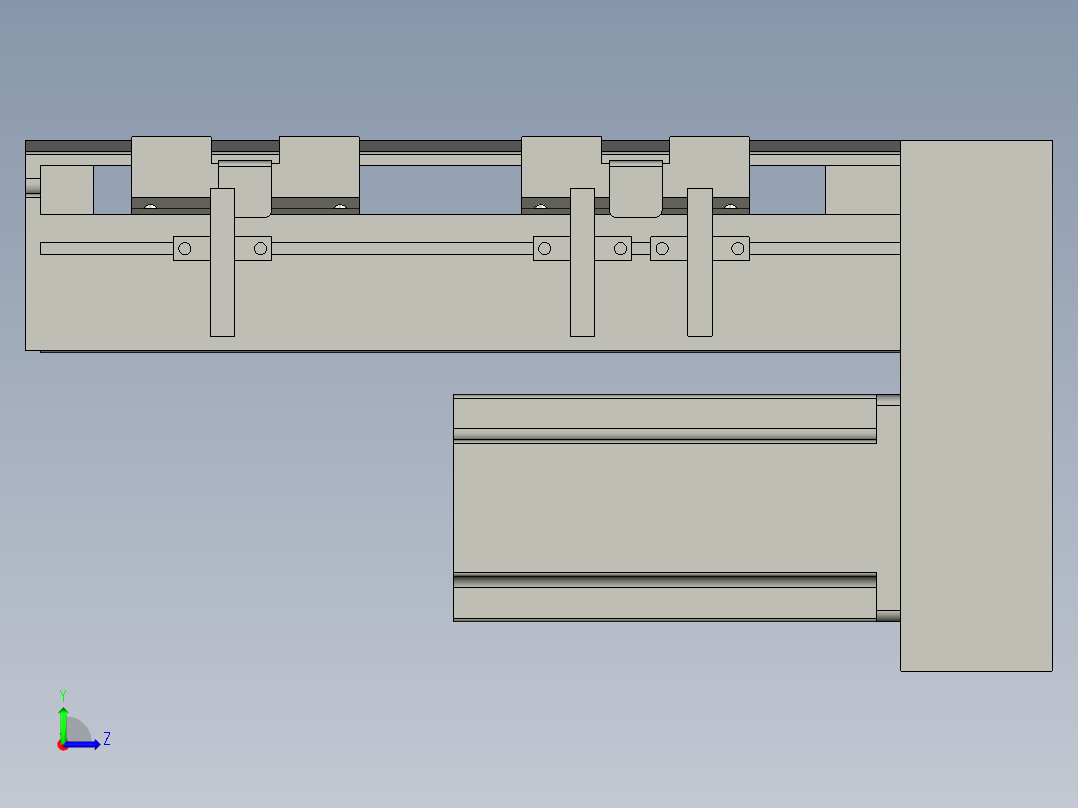 直线模组LHA6-S100-D-200W(16丝杆)设计图纸左视图