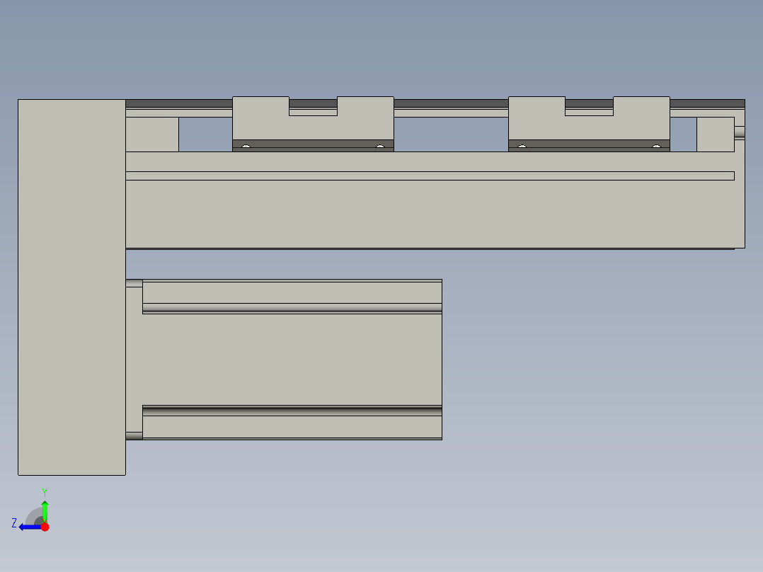 直线模组LHA6-S100-D-200W(16丝杆)设计图纸右视图