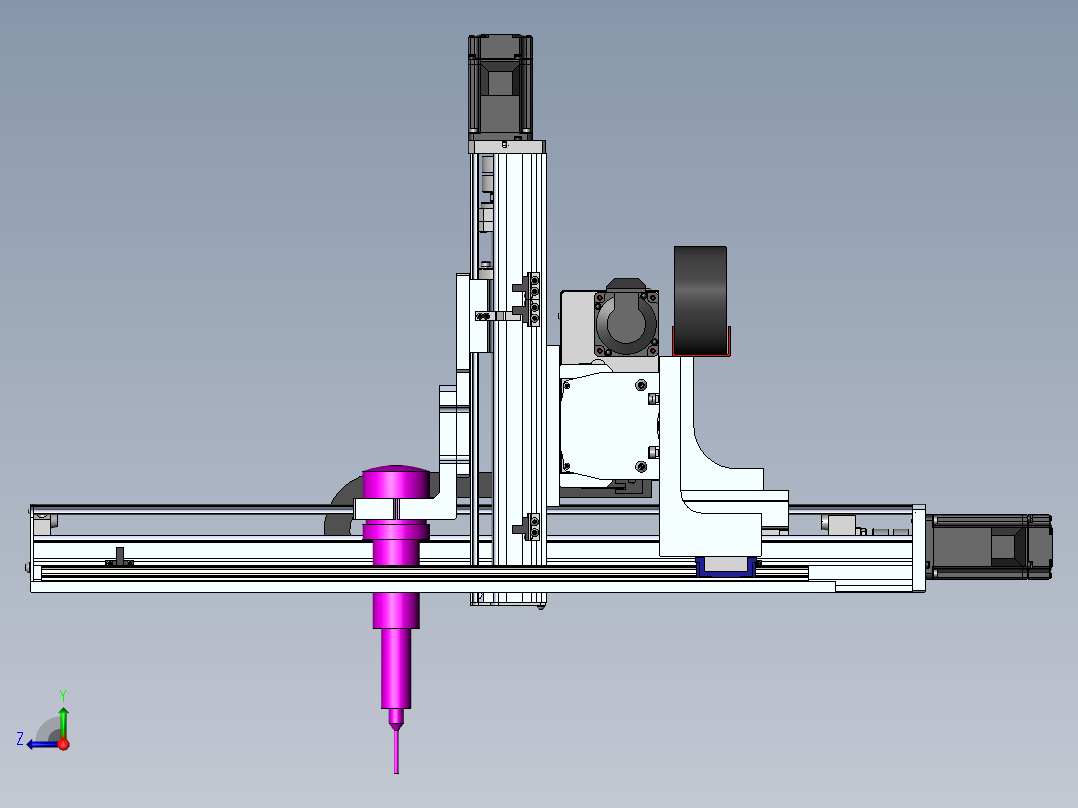 模组三轴滑台坐标型三轴点胶机械手全套3d图纸龙门直角型机器人右视图