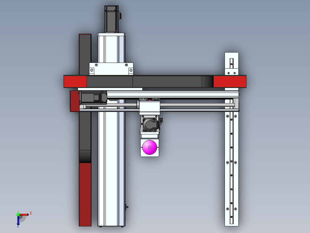 模组三轴滑台坐标型三轴点胶机械手全套3d图纸龙门直角型机器人俯视图