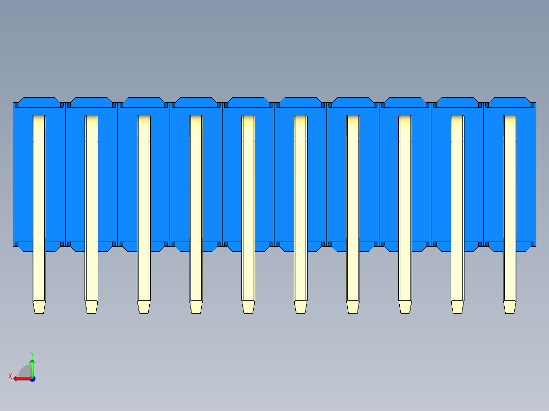 彩色公排针 100mil 2.54mm 系列-DS1022_blue_3x10p_100mil_TypeD_rev1.0后视图