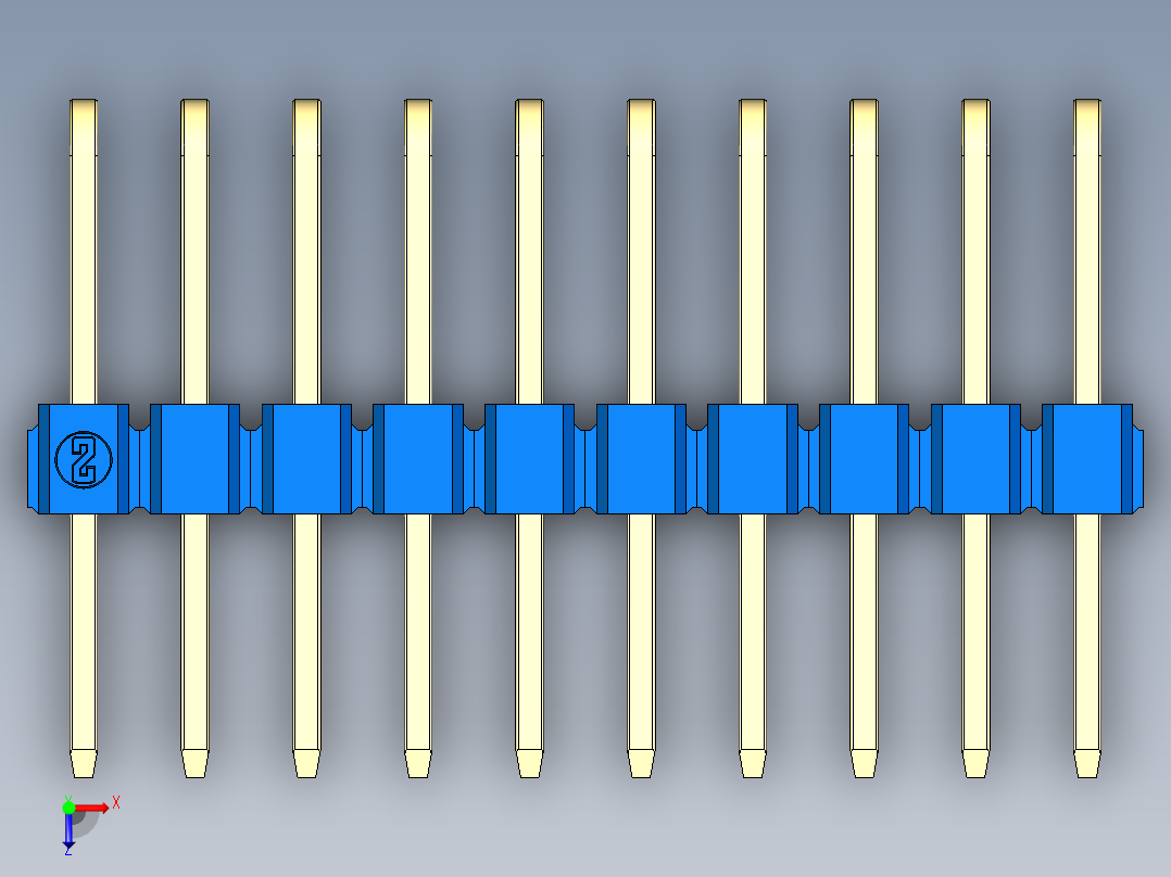 彩色公排针 100mil 2.54mm 系列-DS1022_blue_3x10p_100mil_TypeD_rev1.0俯视图