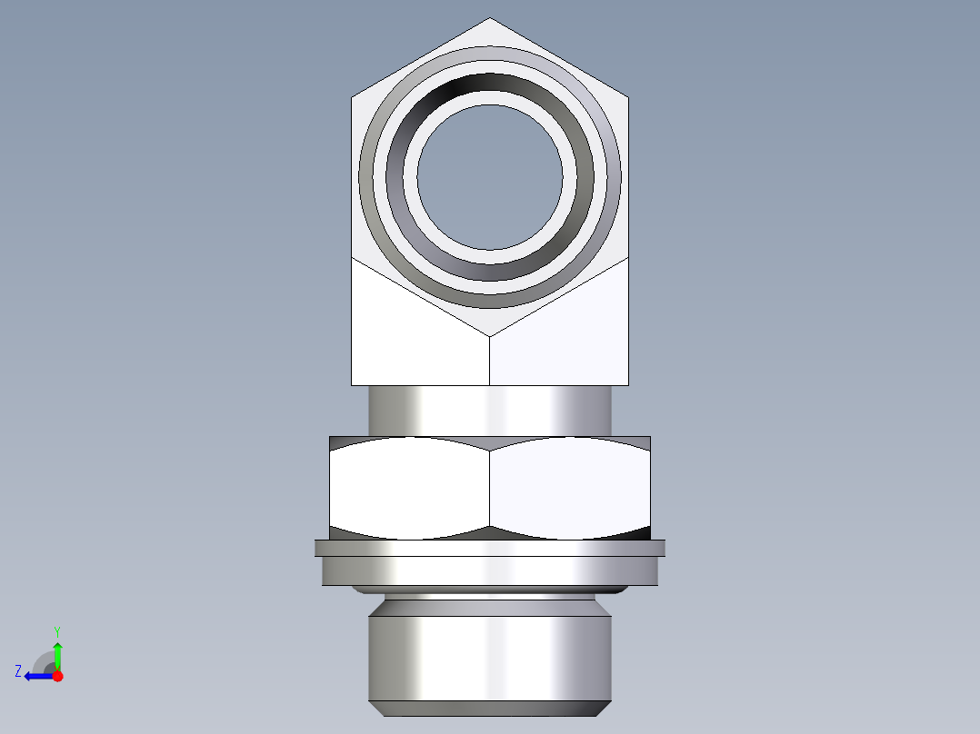 卡套式工业通用硬管接头EO_Adjustable_locknut_branch_tee_TEE12LROMDCF右视图