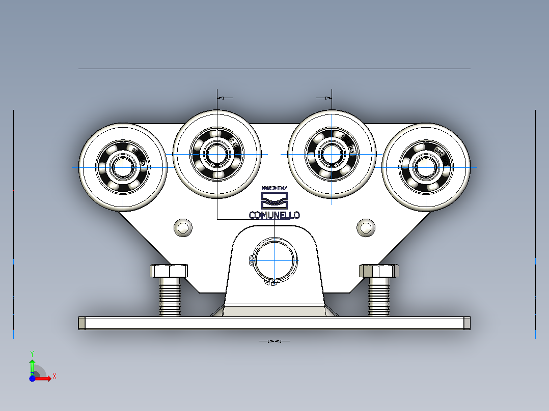 吊轮滑轮食堂大门的车厢CGS-250.8-P前视图