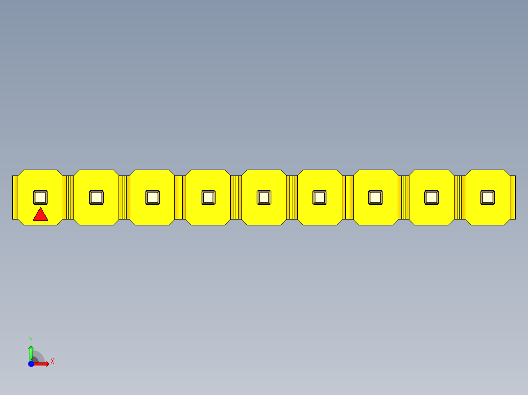 彩色公头100mil（2.54mm）系列-DS1021_yellow_1x09p_100mil_Type1_rev1.0前视图