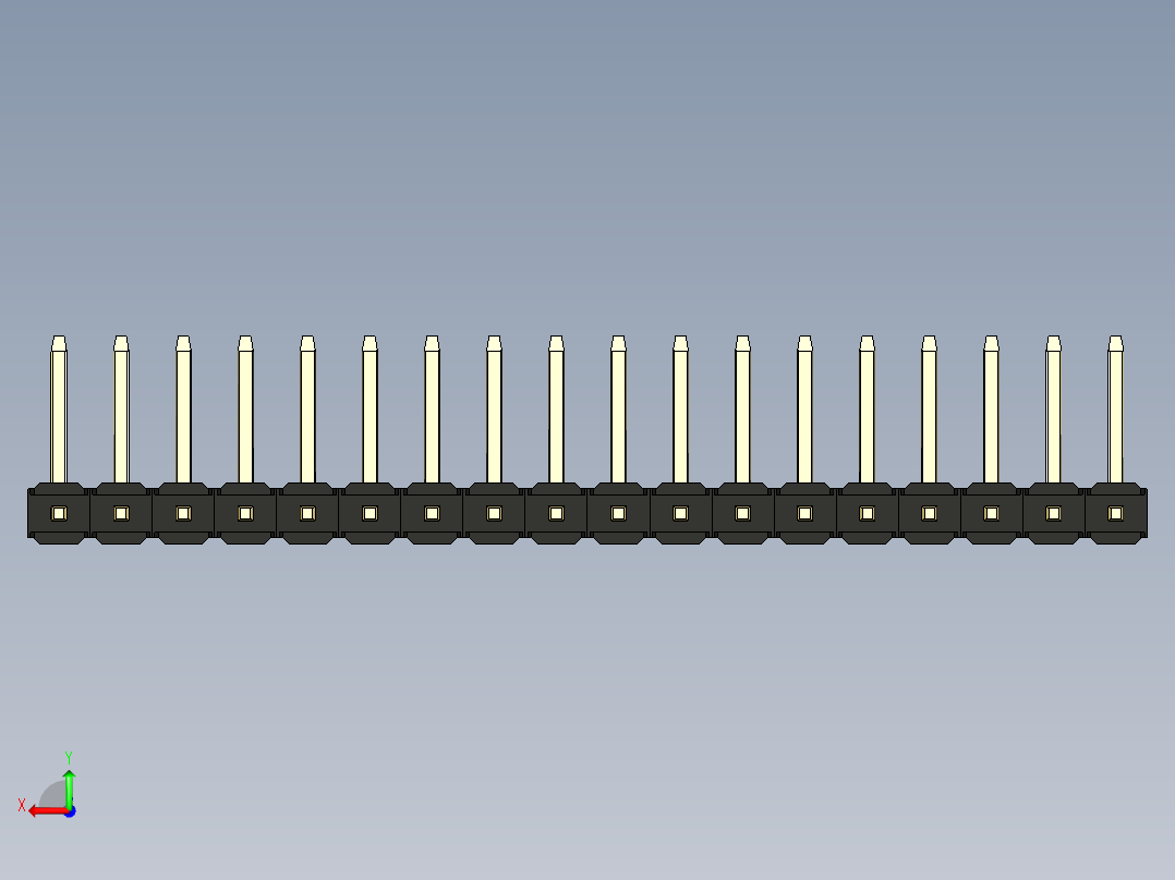 彩色公排针 100mil 2.54mm 系列-DS1022_black_18p_100mil_TypeU_rev1.0后视图