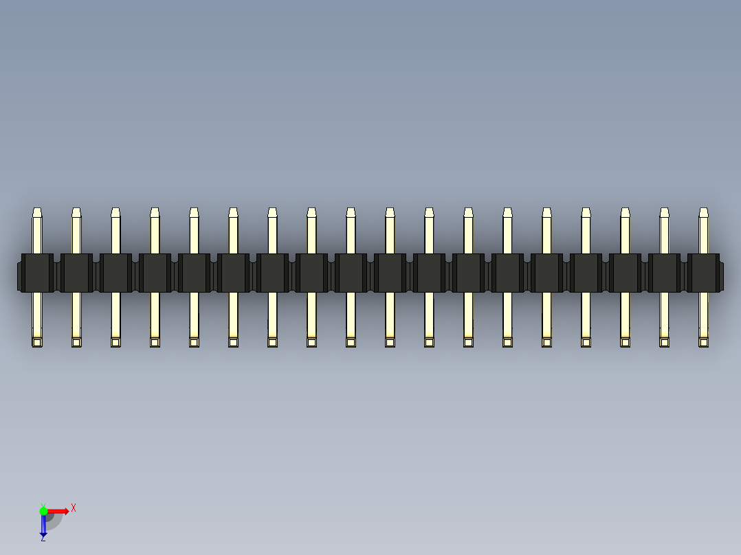 彩色公排针 100mil 2.54mm 系列-DS1022_black_18p_100mil_TypeU_rev1.0俯视图