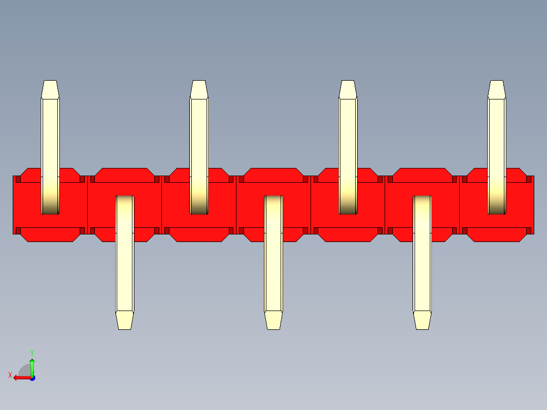 彩色公排针 100mil 2.54mm 系列-DS1022_red_07p_100mil_Type_SMT_R1_rev1.0后视图
