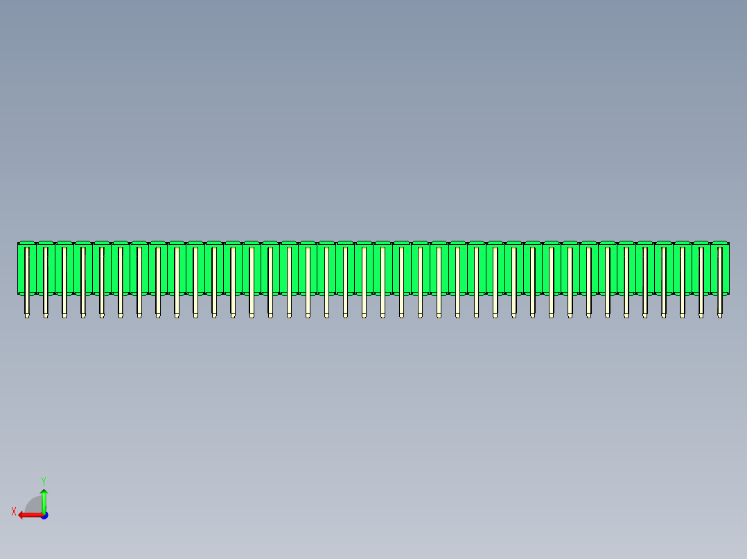 彩色公排针 100mil 2.54mm 系列-DS1022_green_3x38p_100mil_TypeD_rev1.0后视图