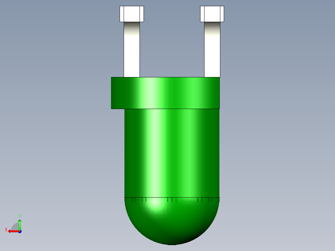 LED的3毫米通孔直角PCB。型号版本1和2的区别在于阳极和阴极的位置后视图