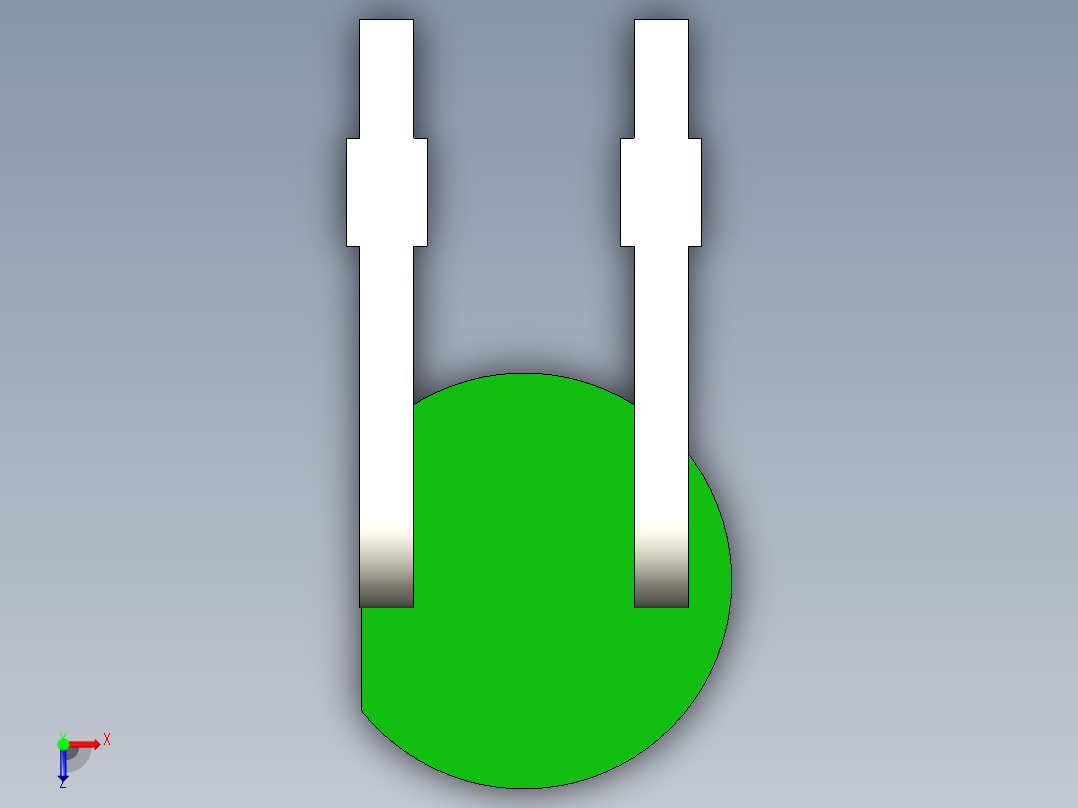 LED的3毫米通孔直角PCB。型号版本1和2的区别在于阳极和阴极的位置俯视图