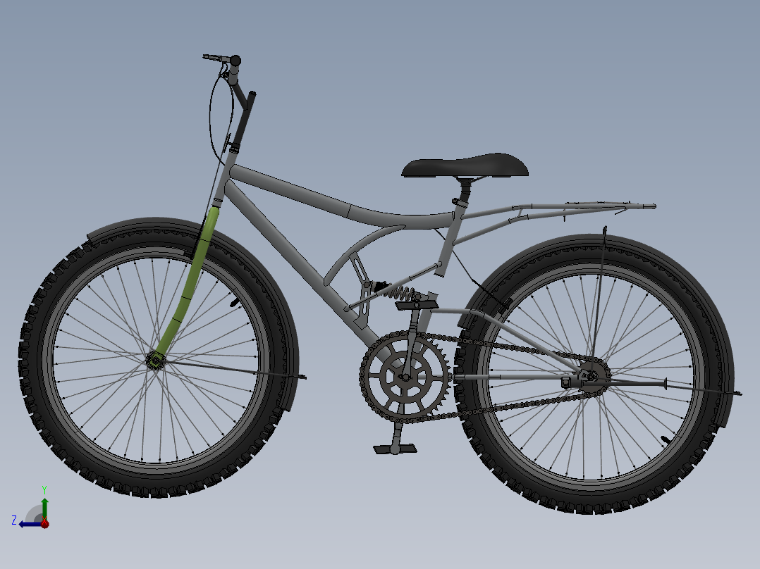 86---自行车三维设计sw2010三维图纸模型设计图纸右视图