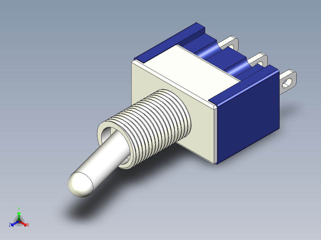 微型拨动开关（3 针）正等轴测图