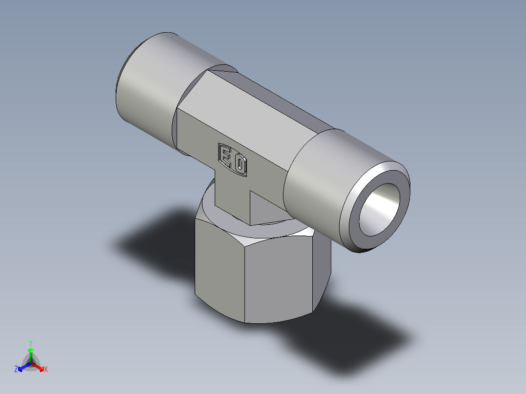 卡套式工业通用硬管接头EO_Swivel_nut_branch_tee_ET06SOMDCF (1)正等轴测图
