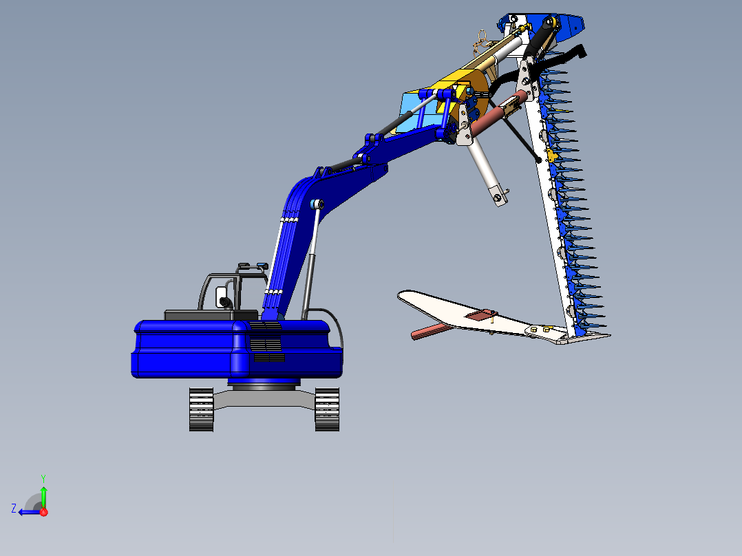 挖机修剪机模型右视图