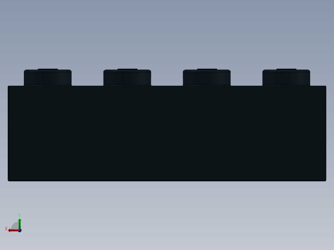 乐高套装 4421基本积木-300126 Black Brick 2 x 4.SLDPRT后视图