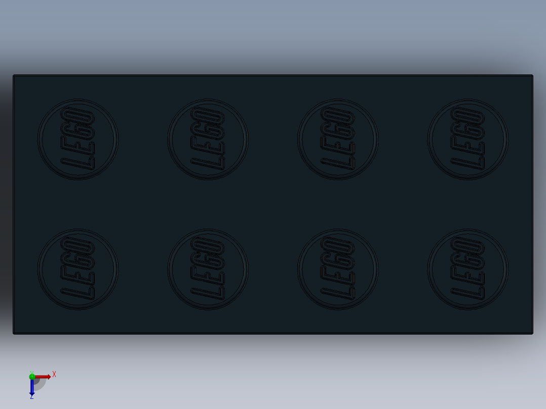 乐高套装 4421基本积木-300126 Black Brick 2 x 4.SLDPRT俯视图