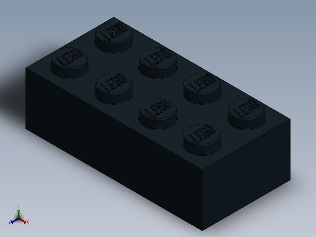 乐高套装 4421基本积木-300126 Black Brick 2 x 4.SLDPRT正等轴测图