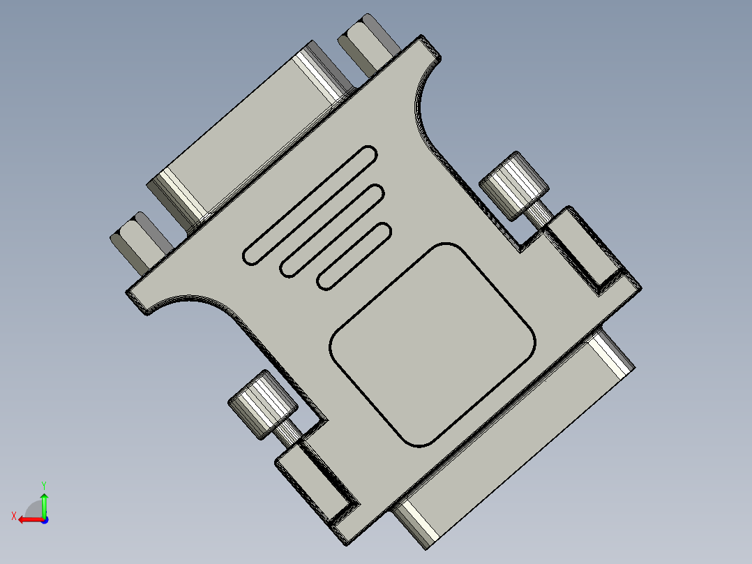 VGA 转 DVI 连接器vga-to-dvi-connector-SW STL OBJ后视图