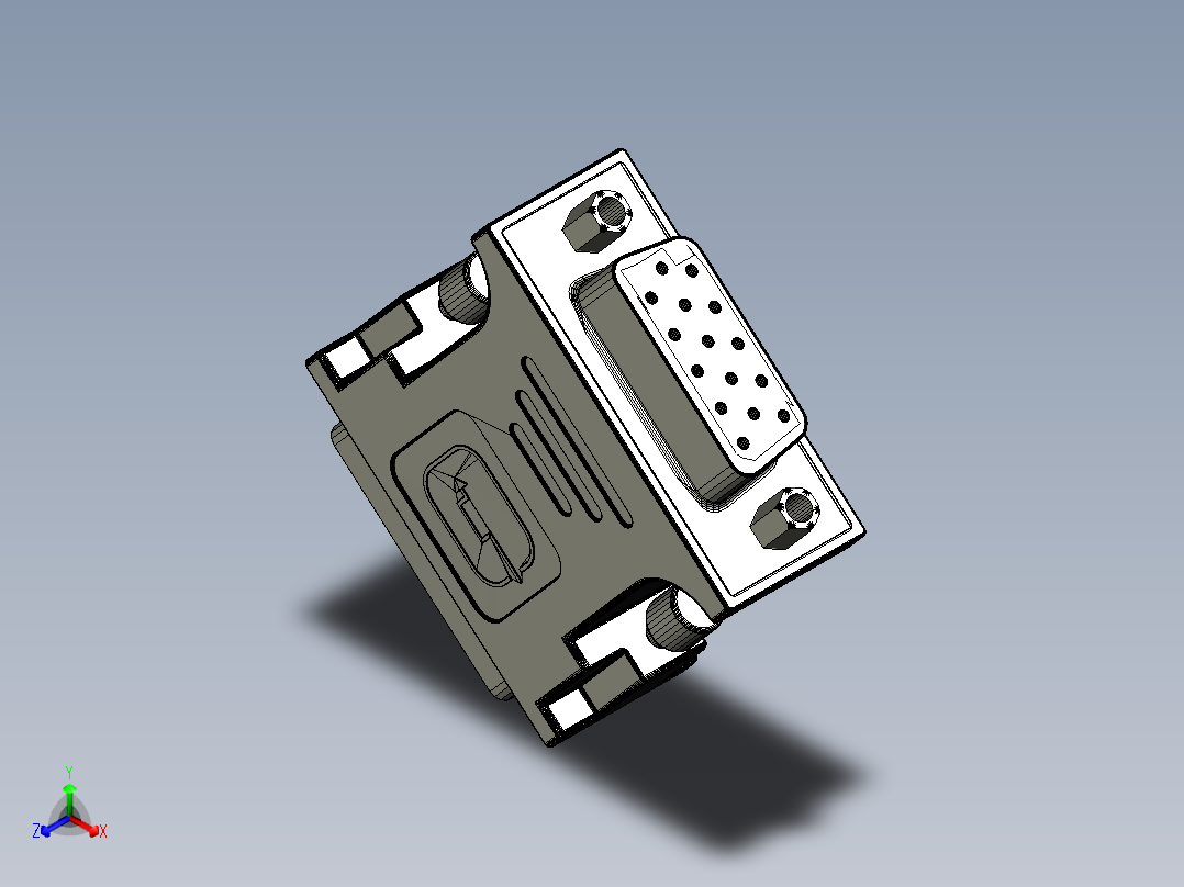 VGA 转 DVI 连接器vga-to-dvi-connector-SW STL OBJ正等轴测图