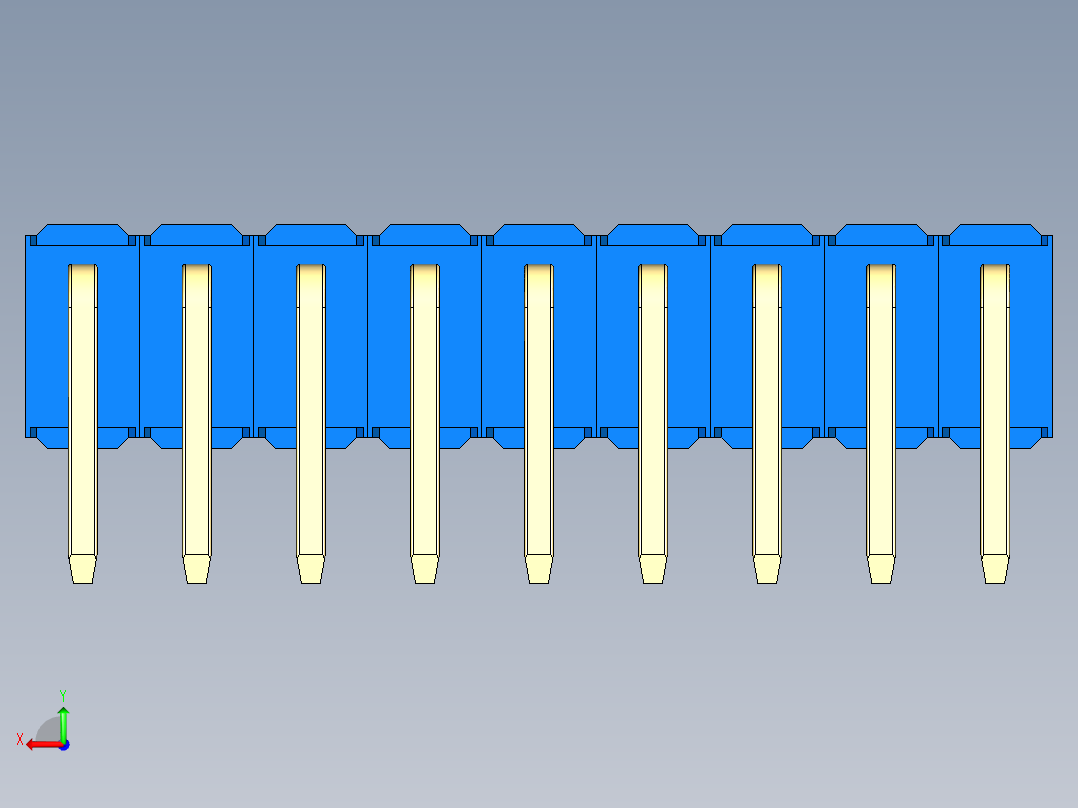 彩色公排针 100mil 2.54mm 系列-DS1022_blue_2x09p_100mil_TypeD_rev1.0后视图